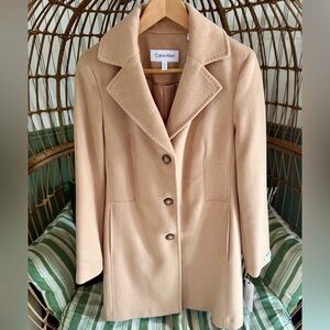 CALVIN KLEIN SINGLE BREASTED WOOL BLEND COAT